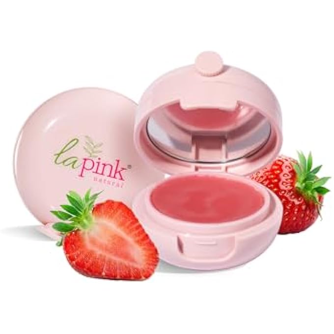 La Pink STRAWBERRY NATURAL TINTED LIP BALM WITH SHEA & KOKUM BUTTER | NOURISHED & SOFT LIPS | 100% MICROPLASTIC FREE FORMULATION | 15 GMS - Image 1